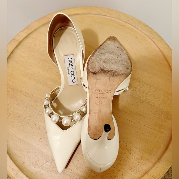 Jimmy Choo Aurelie Patent Leather Pearl Embellishment Heel - Picture 11 of 11